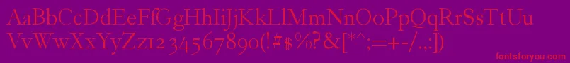 フォントGarogierRegular – 紫の背景に赤い文字