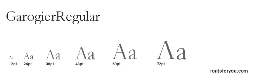 Размеры шрифта GarogierRegular