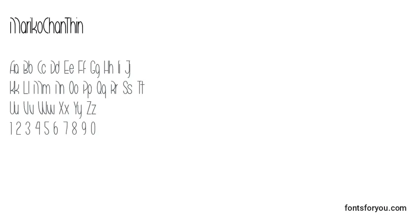 MarikoChanThin-fontti – aakkoset, numerot, erikoismerkit