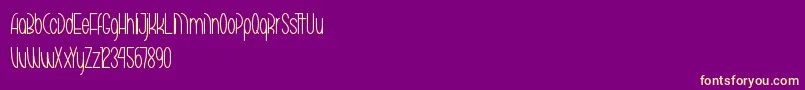 フォントMarikoChanThin – 紫の背景に黄色のフォント