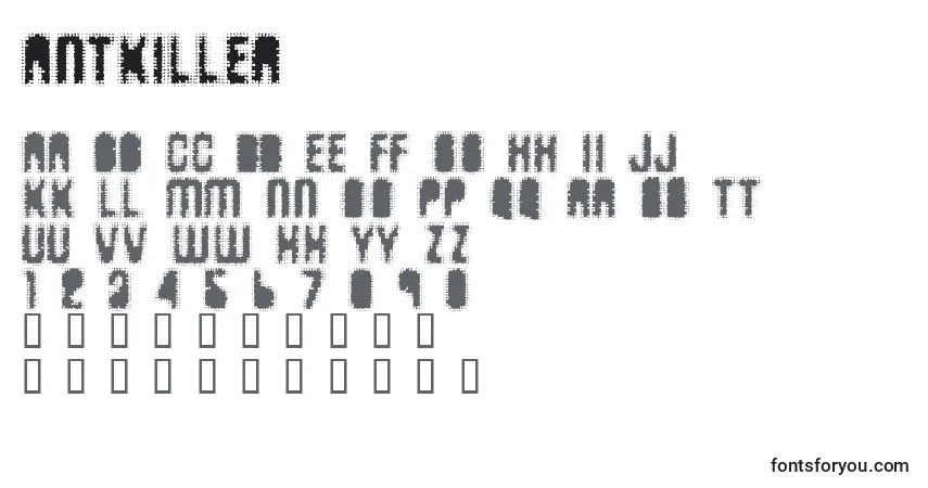 Czcionka Antkiller – alfabet, cyfry, specjalne znaki