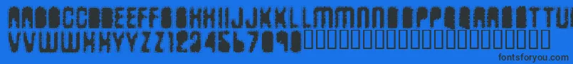 Antkiller-Schriftart – Schwarze Schriften auf blauem Hintergrund