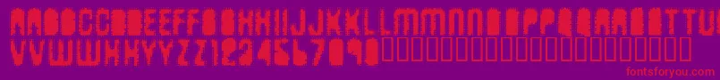 Antkiller-Schriftart – Rote Schriften auf violettem Hintergrund