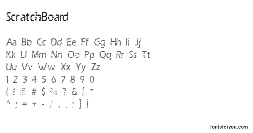Czcionka ScratchBoard – alfabet, cyfry, specjalne znaki