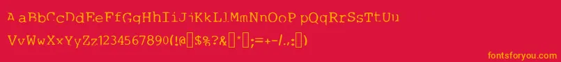 フォント1980swriter – 赤い背景にオレンジの文字
