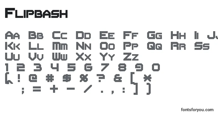 A fonte Flipbash – alfabeto, números, caracteres especiais