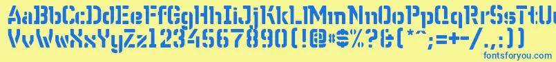 WcWunderbachR Font – Blue Fonts on Yellow Background