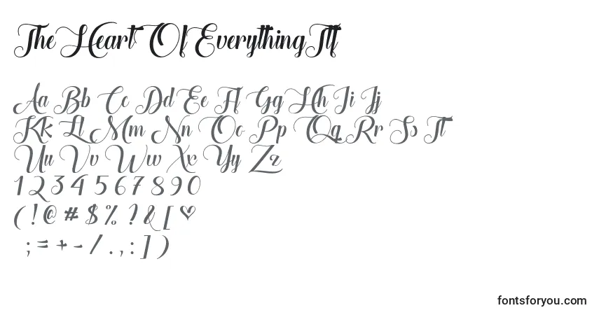 Шрифт TheHeartOfEverythingTtf – алфавит, цифры, специальные символы