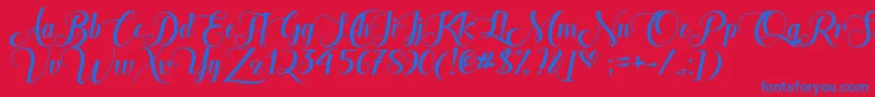TheHeartOfEverythingTtf Font – Blue Fonts on Red Background