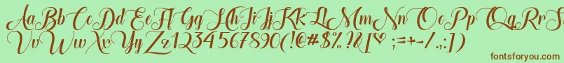 TheHeartOfEverythingTtf Font – Brown Fonts on Green Background