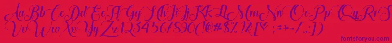 TheHeartOfEverythingTtf Font – Purple Fonts on Red Background