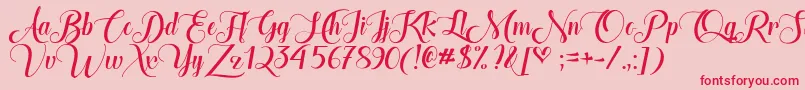 TheHeartOfEverythingTtf Font – Red Fonts on Pink Background