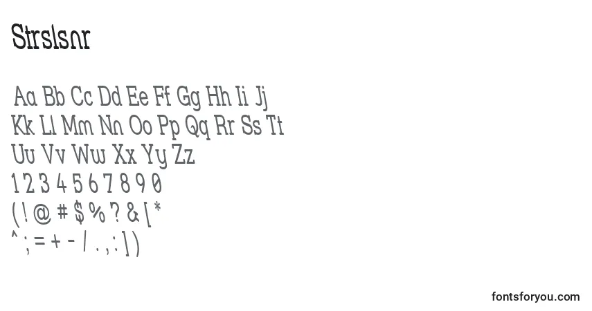 Czcionka Strslsnr – alfabet, cyfry, specjalne znaki