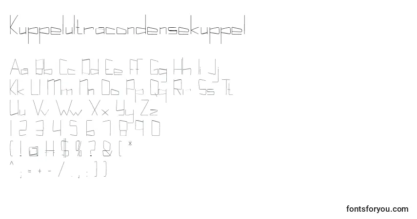Шрифт Kuppelultracondensekuppel – алфавит, цифры, специальные символы