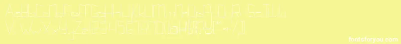 フォントKuppelultracondensekuppel – 黄色い背景に白い文字
