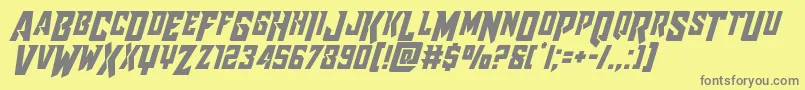 Raidercrusadershiftdown-fontti – harmaat kirjasimet keltaisella taustalla