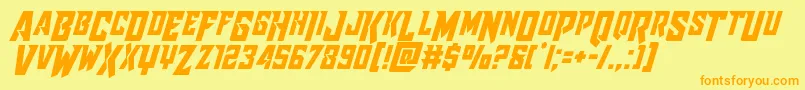 Raidercrusadershiftdown Font – Orange Fonts on Yellow Background