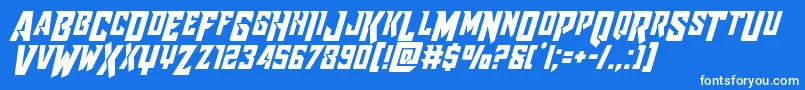 Raidercrusadershiftdown Font – White Fonts on Blue Background