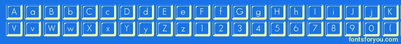 Keycapsflf Font – Yellow Fonts on Blue Background