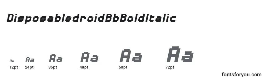 Größen der Schriftart DisposabledroidBbBoldItalic