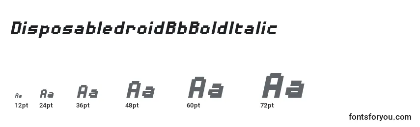 Tamanhos de fonte DisposabledroidBbBoldItalic