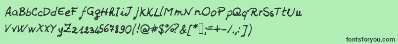 フォントJdHands – 緑の背景に黒い文字