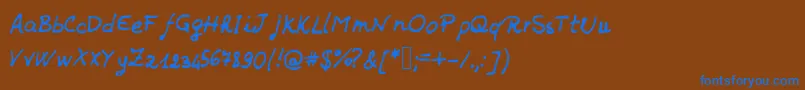 フォントJdHands – 茶色の背景に青い文字