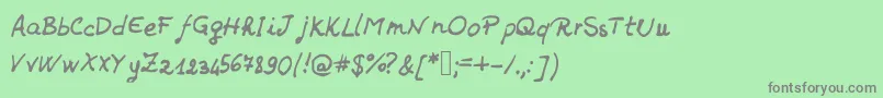 フォントJdHands – 緑の背景に灰色の文字