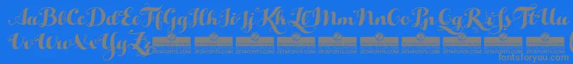 Fonte HelloScriptTrial – fontes cinzas em um fundo azul