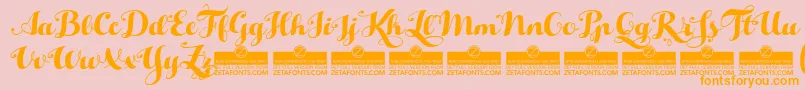Fonte HelloScriptTrial – fontes laranjas em um fundo rosa
