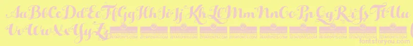 HelloScriptTrial Font – Pink Fonts on Yellow Background