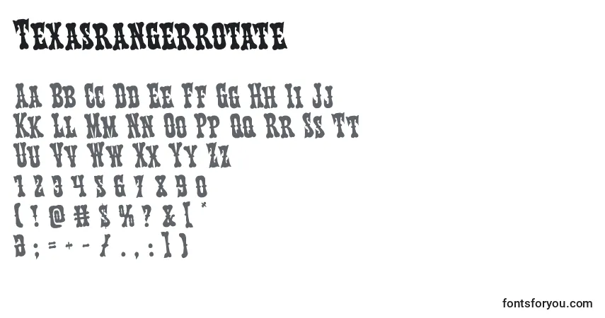 A fonte Texasrangerrotate – alfabeto, números, caracteres especiais