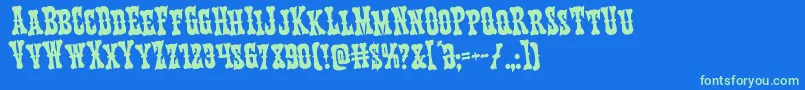 Texasrangerrotate Font – Green Fonts on Blue Background