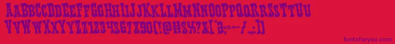 Texasrangerrotate-Schriftart – Violette Schriften auf rotem Hintergrund