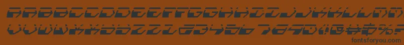 フォントDeranianLaserItalic – 黒い文字が茶色の背景にあります