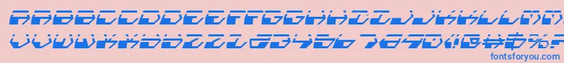 フォントDeranianLaserItalic – ピンクの背景に青い文字