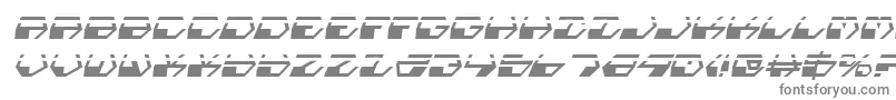 フォントDeranianLaserItalic – 白い背景に灰色の文字