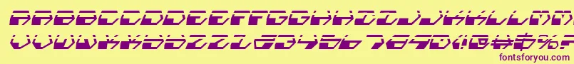 DeranianLaserItalic Font – Purple Fonts on Yellow Background