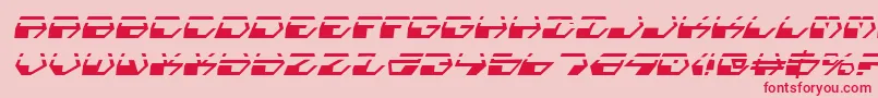 フォントDeranianLaserItalic – ピンクの背景に赤い文字