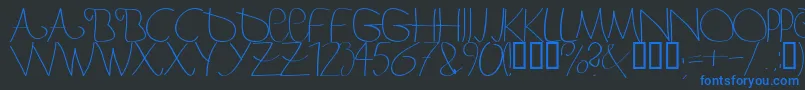 Bergerbergercaps-Schriftart – Blaue Schriften auf schwarzem Hintergrund