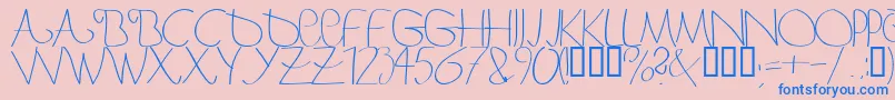Bergerbergercaps-Schriftart – Blaue Schriften auf rosa Hintergrund