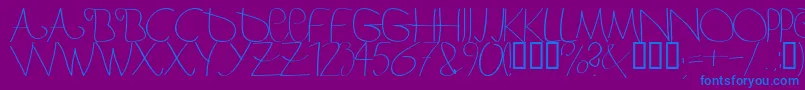 Bergerbergercaps-fontti – siniset fontit violetilla taustalla