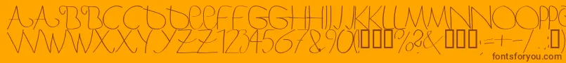 Bergerbergercaps-Schriftart – Braune Schriften auf orangefarbenem Hintergrund