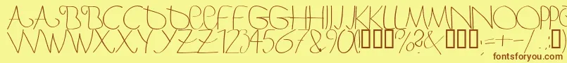 Bergerbergercaps-fontti – ruskeat fontit keltaisella taustalla