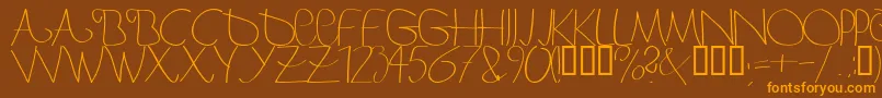 Bergerbergercaps-Schriftart – Orangefarbene Schriften auf braunem Hintergrund