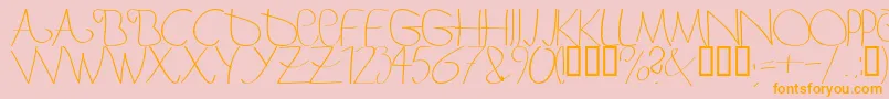 フォントBergerbergercaps – オレンジの文字がピンクの背景にあります。