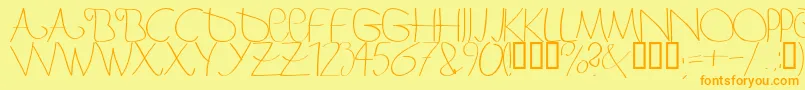 フォントBergerbergercaps – オレンジの文字が黄色の背景にあります。