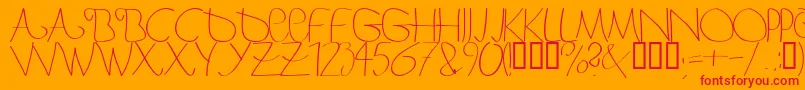 フォントBergerbergercaps – オレンジの背景に赤い文字
