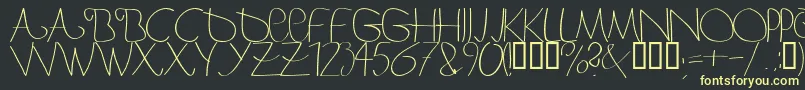 Bergerbergercaps-fontti – keltaiset fontit mustalla taustalla
