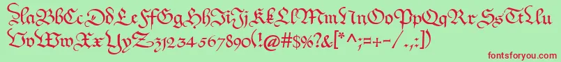 Kanzleyrath Font – Red Fonts on Green Background